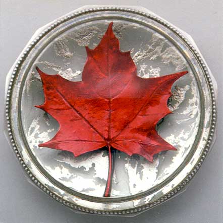 Red Maple Leaf Paperweight - Click Image to Close